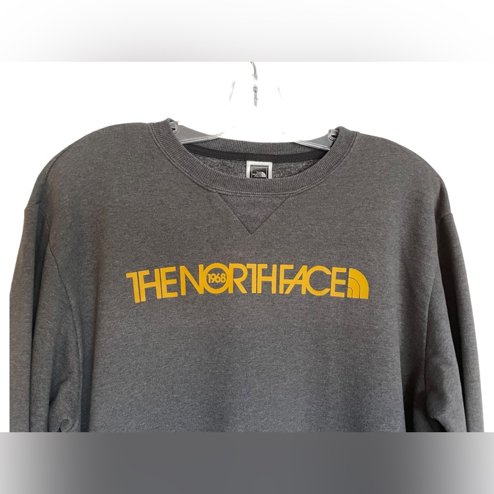The North Face Men's Grey and Gold Sweatshirt - Size Medium